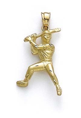 
14k Yellow Gold Baseball Player Pendant
