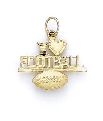 
14k Yellow Gold I Heart Football Pendant
