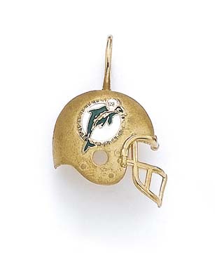 
14k Yellow Gold Enamel Miami Dolphins Helmet Pendant
