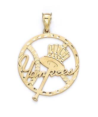 
14k Yellow Gold Large NY Yankees Pendant
