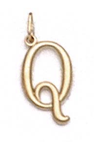 
14k Yellow Gold Initial Q Pendant 11/16 Inch Long
