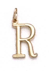 
14k Yellow Gold Initial R Pendant 11/16 Inch Long
