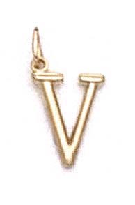 
14k Yellow Gold Initial V Pendant 11/16 Inch Long
