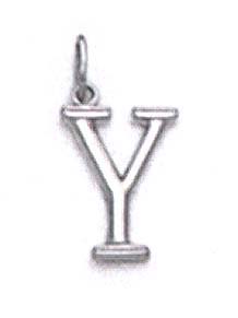 
14k White Gold Initial Y Pendant 11/16 Inch Long
