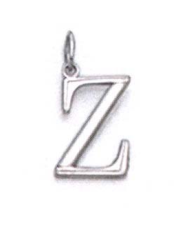 
14k White Gold Initial Z Pendant 11/16 Inch Long
