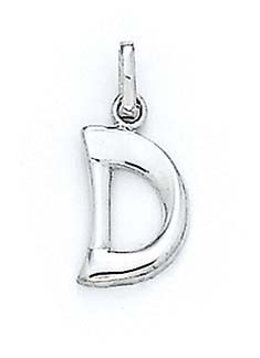 
14k White Gold Initial D Pendant 11/16 Inch Long
