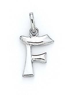 
14k White Gold Initial F Pendant 11/16 Inch Long
