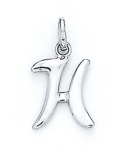 
14k White Gold Initial H Pendant 11/16 Inch Long
