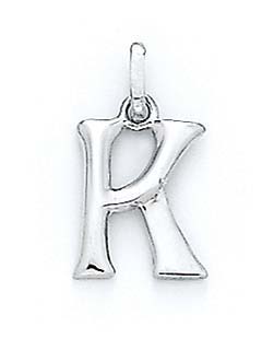 
14k White Gold Initial K Pendant 11/16 Inch Long
