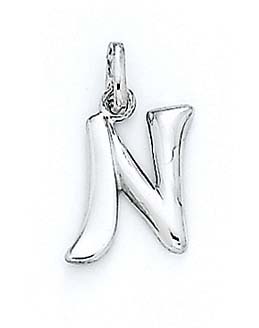 
14k White Gold Initial N Pendant 11/16 Inch Long
