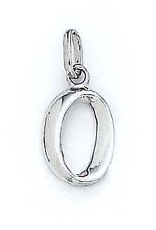 
14k White Gold Initial O Pendant 11/16 Inch Long
