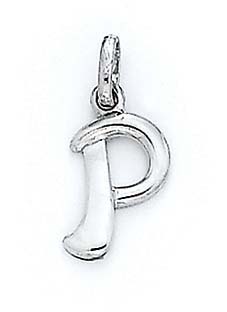 
14k White Gold Initial P Pendant 11/16 Inch Long
