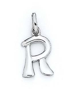 
14k White Gold Initial R Pendant 11/16 Inch Long
