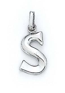 
14k White Gold Initial S Pendant 11/16 Inch Long
