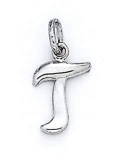 
14k White Gold Initial T Pendant 11/16 Inch Long
