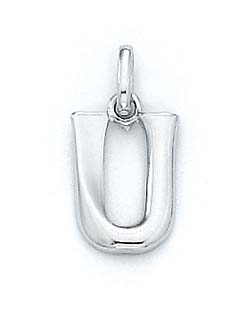 
14k White Gold Initial U Pendant 11/16 Inch Long
