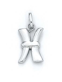 
14k White Gold Initial X Pendant 11/16 Inch Long
