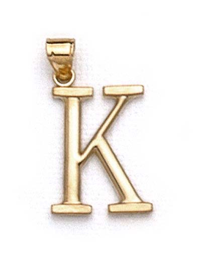 
14k Yellow Gold Initial K Pendant 1 3/8 Inch Long
