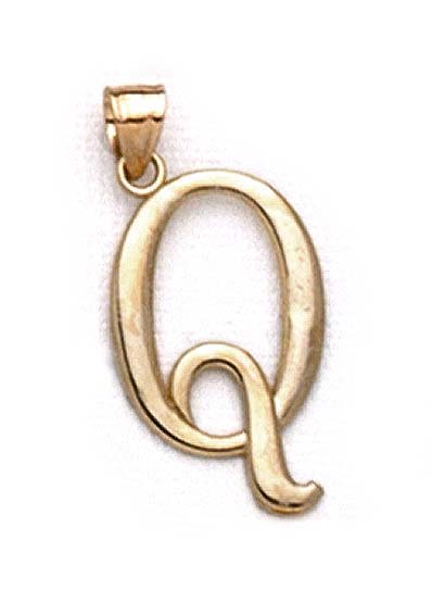 
14k Yellow Gold Initial Q Pendant 1 3/8 Inch Long
