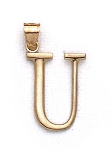 
14k Yellow Gold Initial U Pendant 1 3/8 Inch Long
