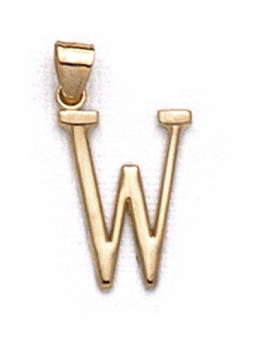 
14k Yellow Gold Initial W Pendant 1 3/8 Inch Long
