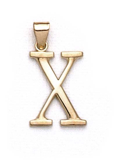 
14k Yellow Gold Initial X Pendant 1 3/8 Inch Long
