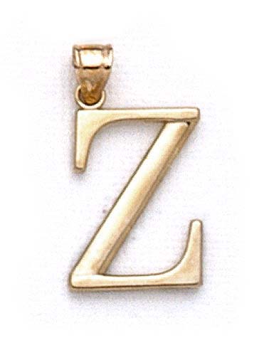 
14k Yellow Gold Initial Z Pendant 1 3/8 Inch Long
