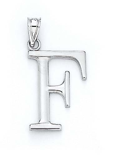 
14k White Gold Initial F Pendant 1 3/8 Inch Long
