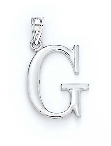 
14k White Gold Initial G Pendant 1 3/8 Inch Long
