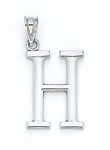 
14k White Gold Initial H Pendant 1 3/8 Inch Long
