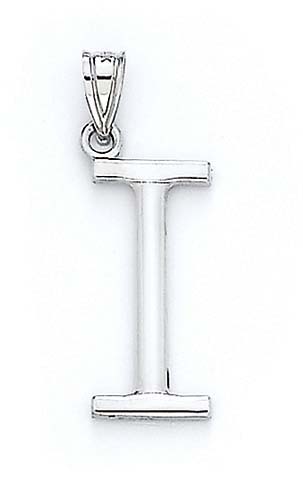 
14k White Gold Initial I Pendant 1 3/8 Inch Long
