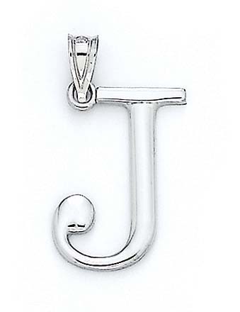 
14k White Gold Initial J Pendant 1 3/8 Inch Long
