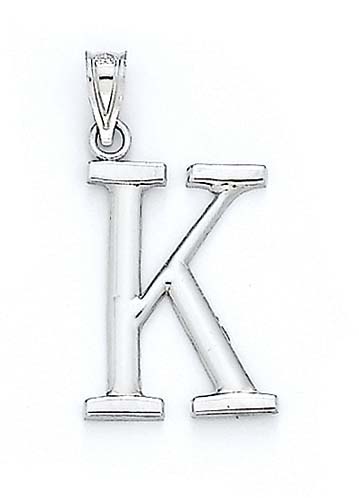 
14k White Gold Initial K Pendant 1 3/8 Inch Long
