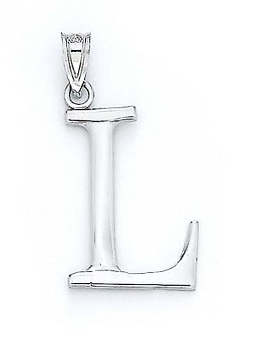 
14k White Gold Initial L Pendant 1 3/8 Inch Long
