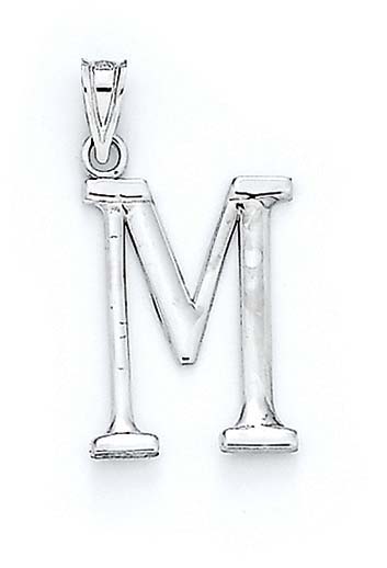 
14k White Gold Initial M Pendant 1 3/8 Inch Long
