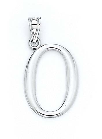 
14k White Gold Initial O Pendant 1 3/8 Inch Long
