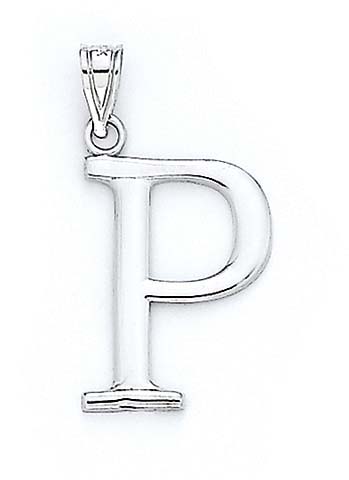 
14k White Gold Initial P Pendant 1 3/8 Inch Long
