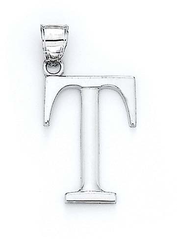 
14k White Gold Initial T Pendant 1 3/8 Inch Long
