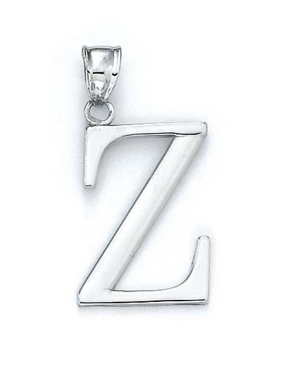 
14k White Gold Initial Z Pendant 1 3/8 Inch Long
