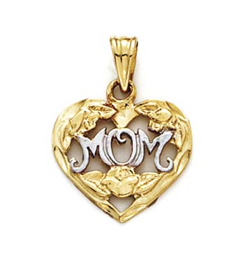 
14k Two-Tone Gold Mom Heart Pendant
