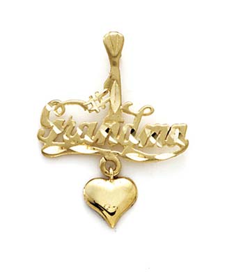 
14k Yellow Gold Number One Grandma Heart Pendant
