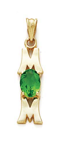 
14k Green Birthstone Mom Pendant 1 3/16 Inch Long
