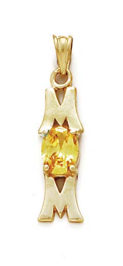 
14k Yellow Birthstone Mom Pendant 1 3/16 Inch Long
