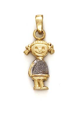 
14k Yellow Gold Laser Rhodium Girl Pendant
