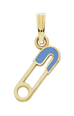 
14k Yellow Gold Black Enamel Safety-Pin Pendant
