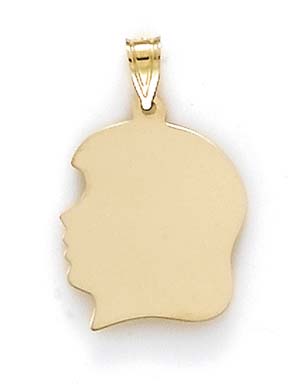 
14k Yellow Gold Large Girl Silhouette Pendant
