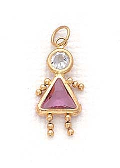 
14k 5mm Girl October Birthstone Cubic Zirconia Pendant
