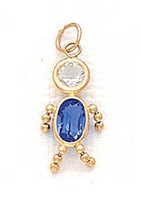 
14k 3x5mm Boy September Birthstone Cubic Zirconia Pendant
