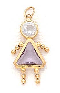 
14k 7mm Girl June Birthstone Cubic Zirconia Pendant
