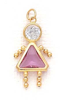 
14k 7mm Girl October Birthstone Cubic Zirconia Pendant
